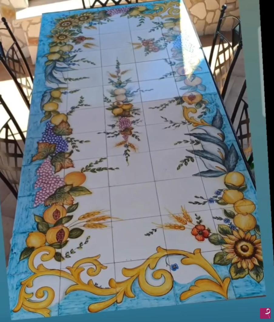 quadri in vendita online - Tavolo in ceramica mattonelle 20x20  240x100 cm
