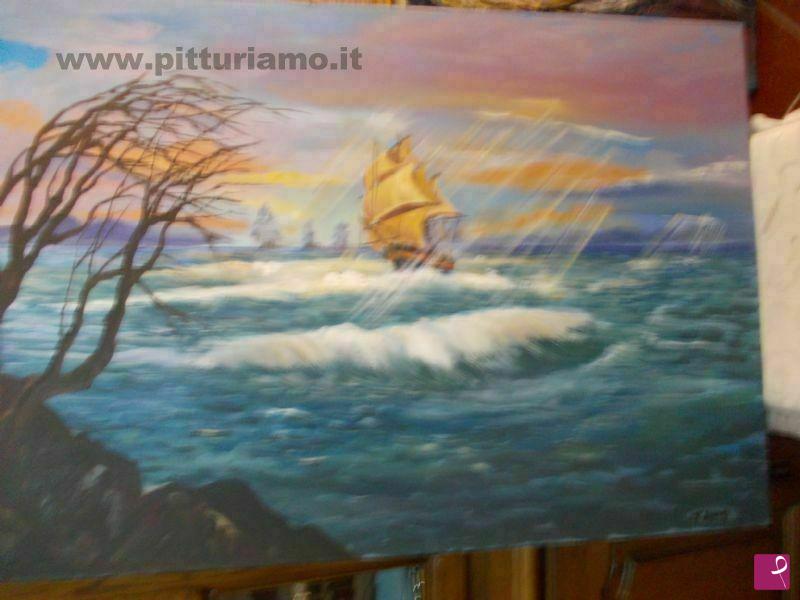 quadri in vendita online - tempesta sul mare