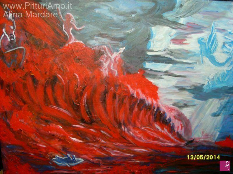 quadri in vendita online - Tempesta sul mare guerra angeli