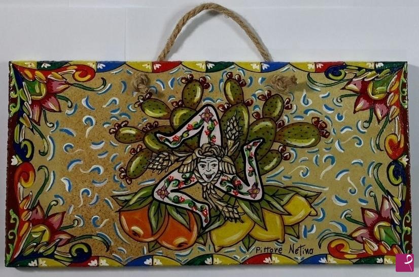 quadri in vendita online - Terracotta siciliana - collezione 2019 n.° 99  serie: souvenir  siciliani