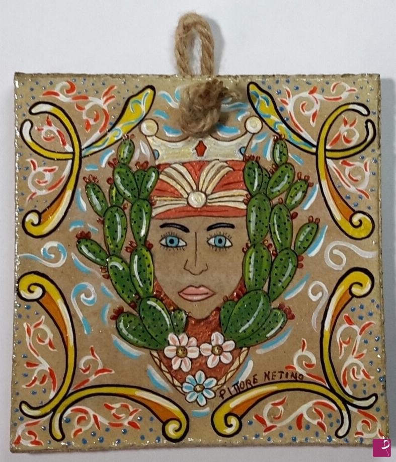 quadri in vendita online - Terracotta siciliana - " Testa di moro" - collezione 2018 n.°29
