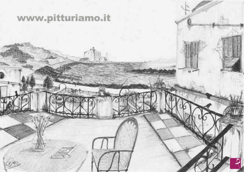 quadri in vendita online - Terrazza con ampio panorama