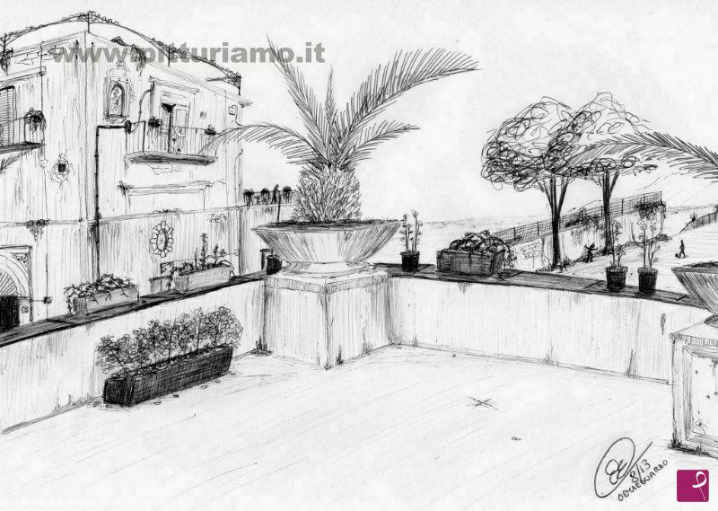 quadri in vendita online - Terrazza con Cicas