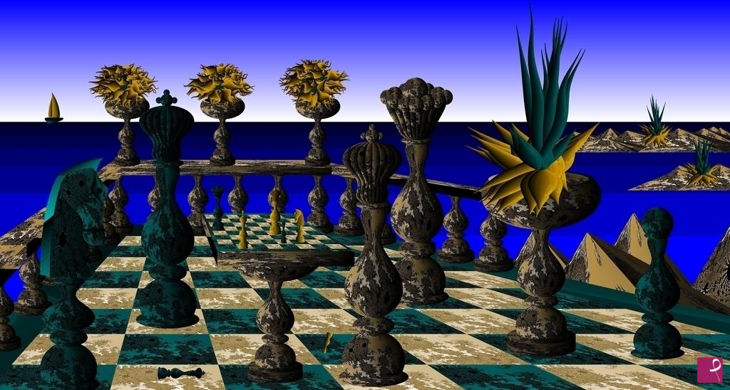quadri in vendita online - Terrazza enigmatica sul mare