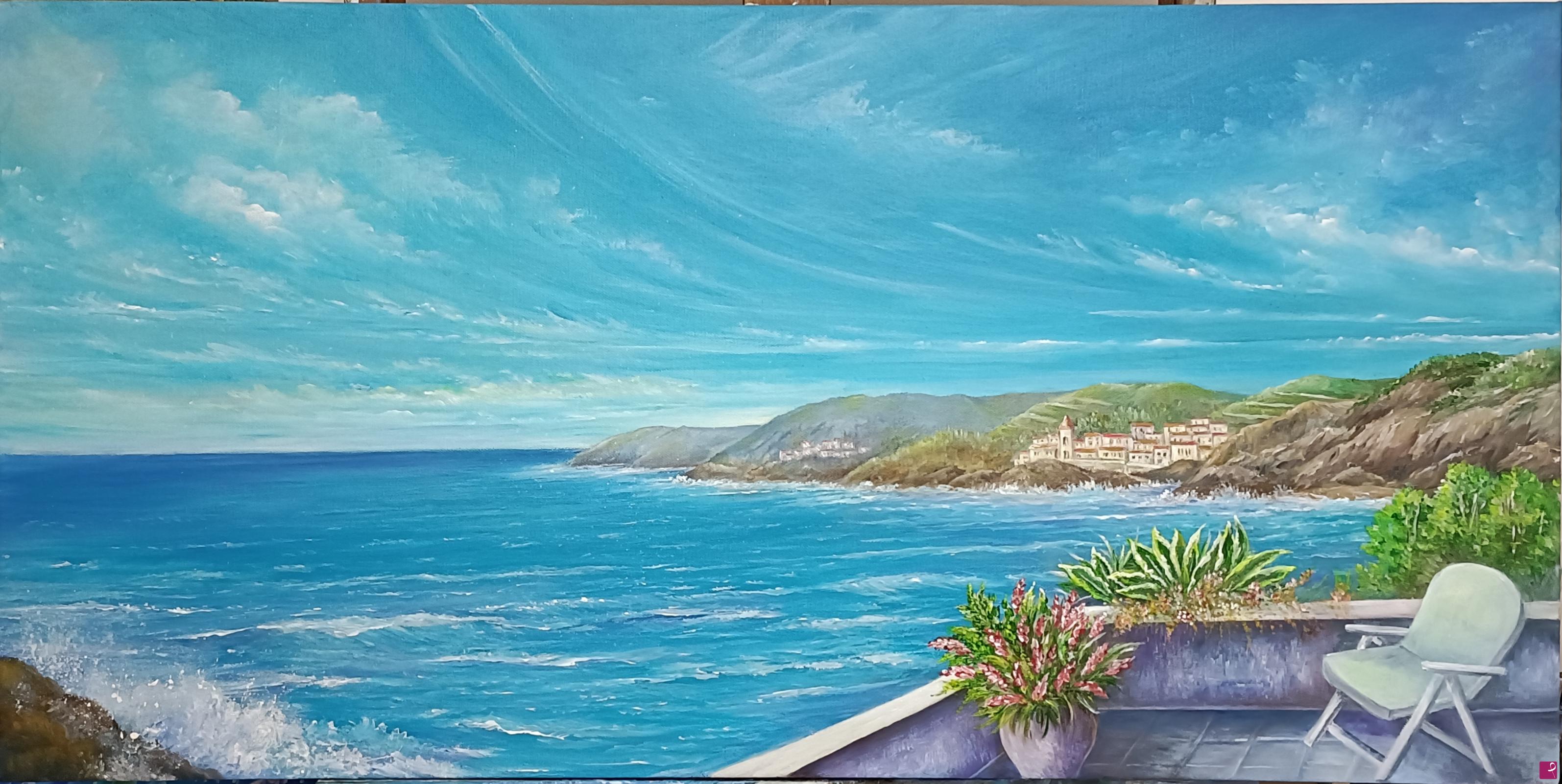 quadri in vendita online - Terrazza sul mare delle Cinque Terre