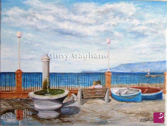 quadri in vendita online - "Terrazza sul mare" (Lungomare di Gioia Tauro)
