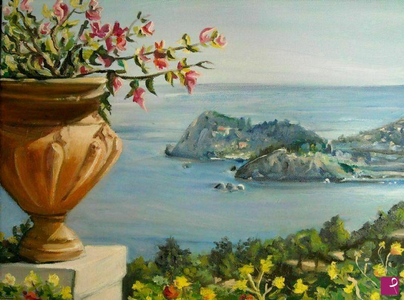 quadri in vendita online - Terrazzo su Taormina
