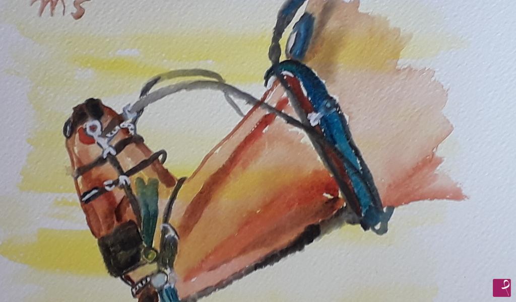 quadri in vendita online - Testa di cavallo con paraocchi