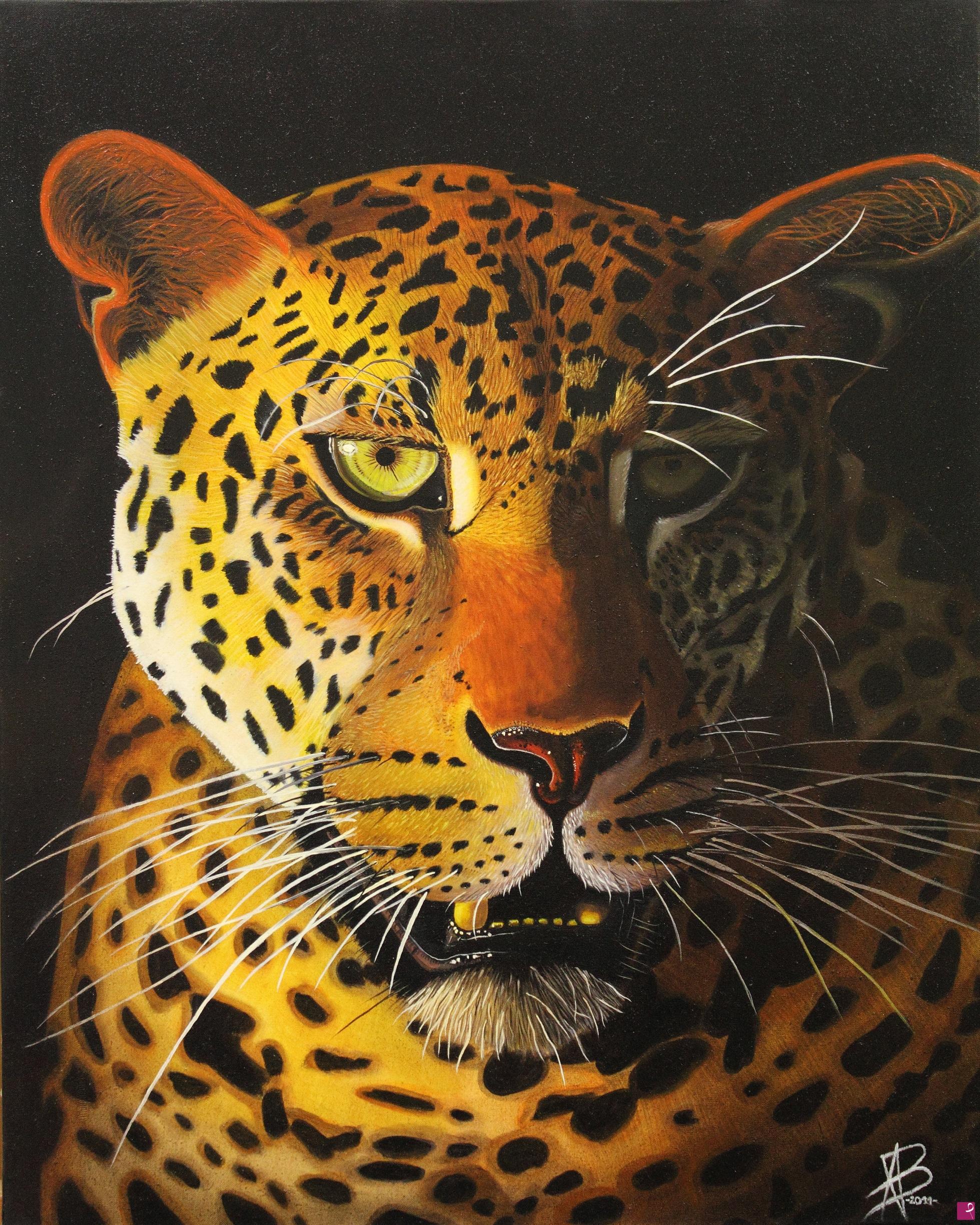 quadri in vendita online - Testa di leopardo