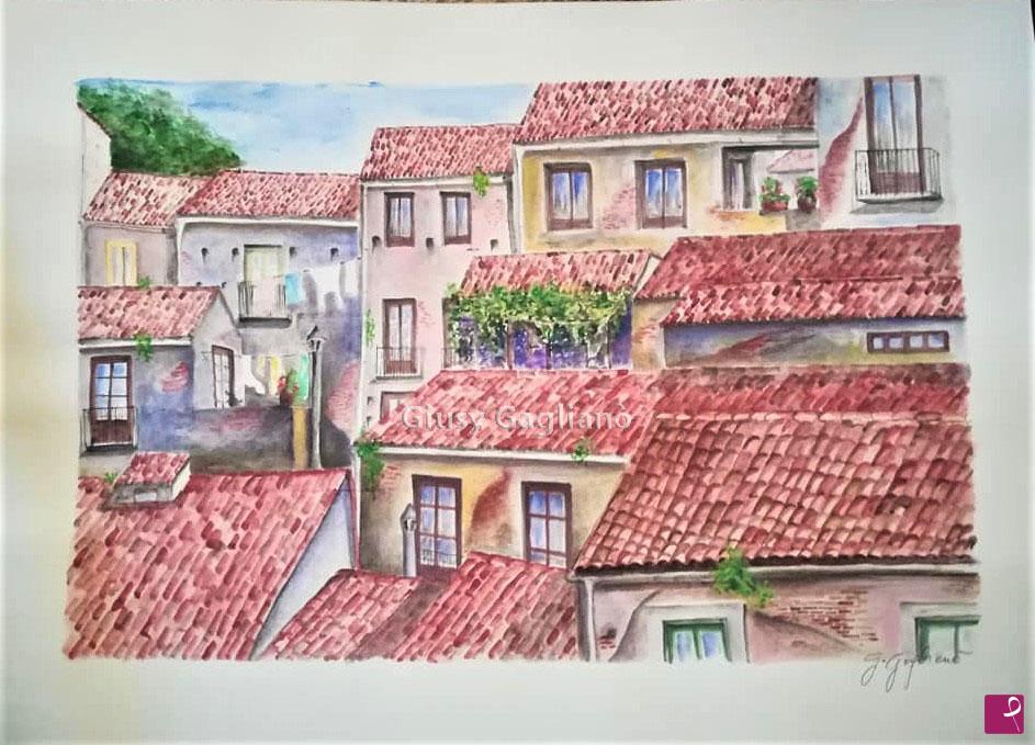 quadri in vendita online - "Tetti di San Giorgio" (San Giorgio Morgeto - RC)