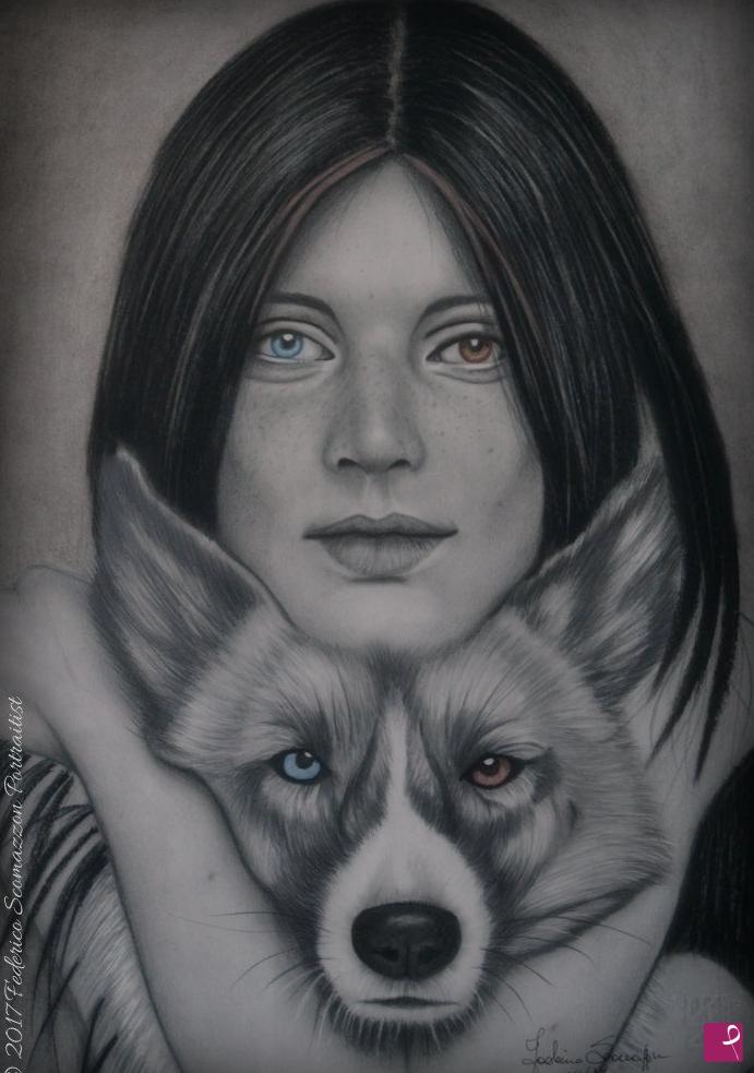 quadri in vendita online - The beautiful and the wolf