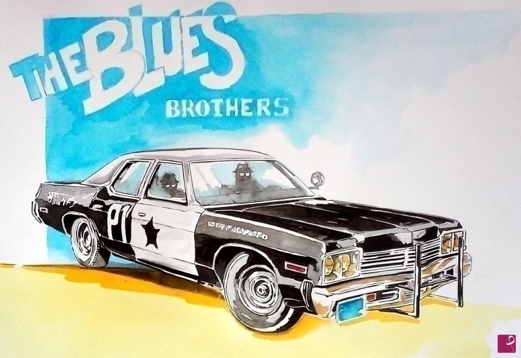 quadri in vendita online - the BLUES BROTHERS - DODGE 1974
