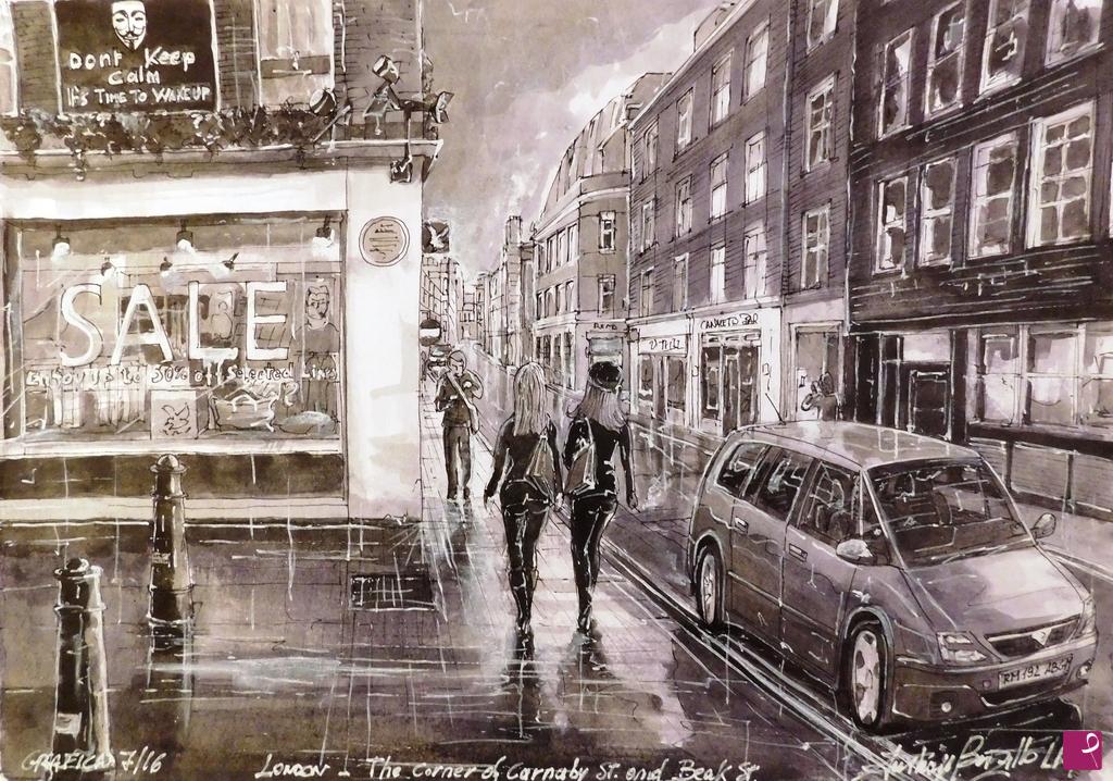 quadri in vendita online - The corner of Carnaby and Beak St, London