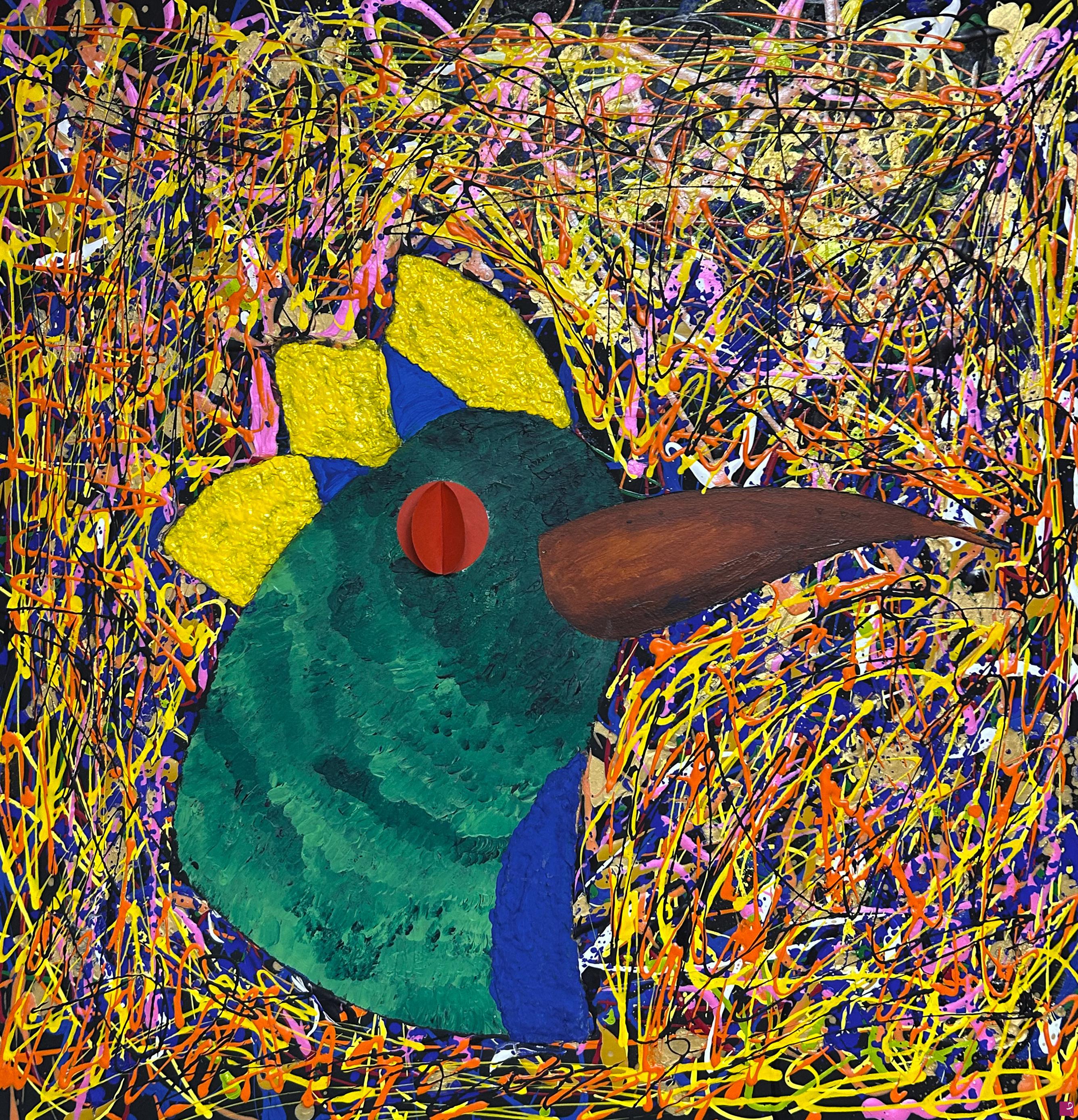 quadri in vendita online - The crazy bird - Pollock style