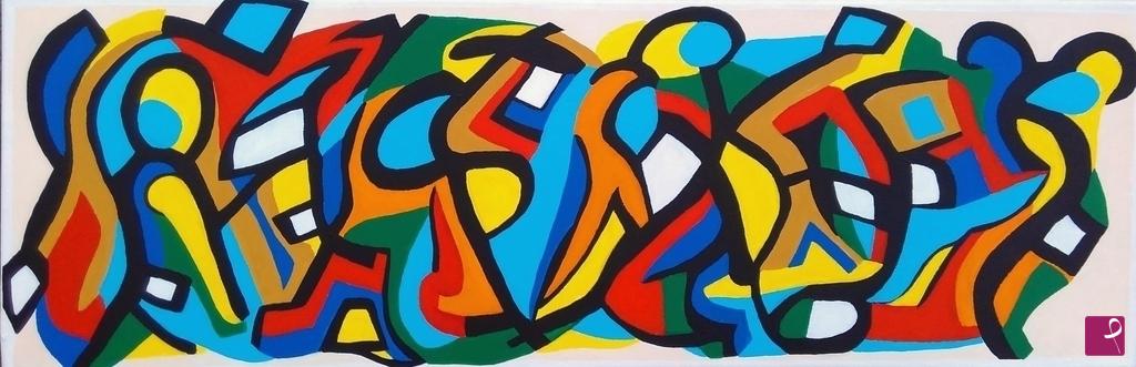 quadri in vendita online - The dancers, the diver and the indifferent