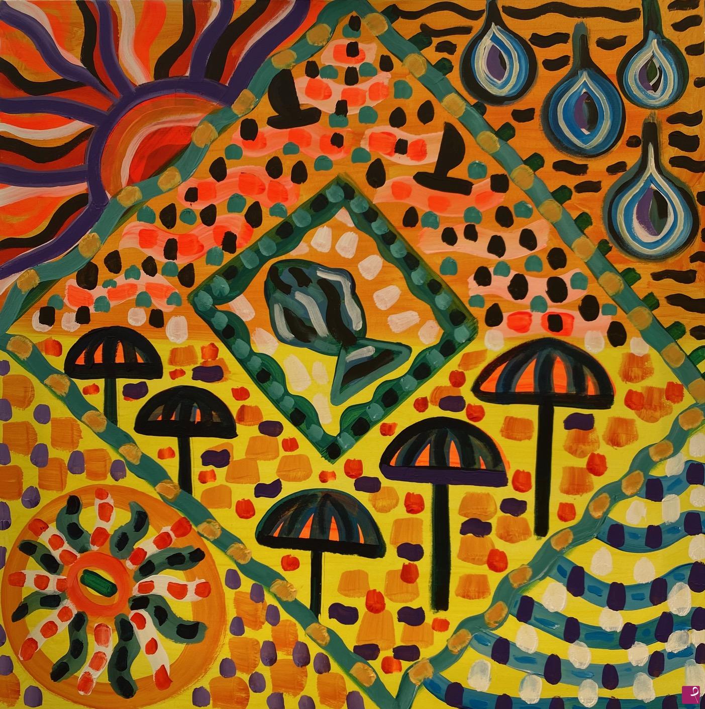 quadri in vendita online - The fish and the umbrellas under the sun