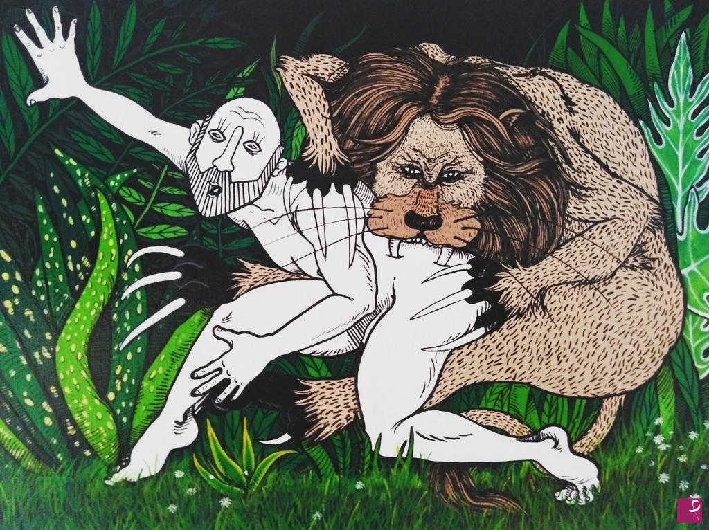 quadri in vendita online - The forest: the lion gentle 