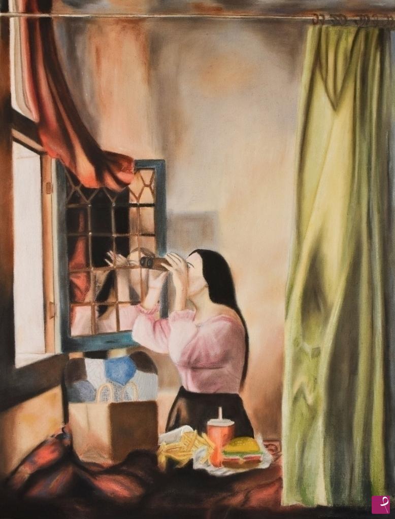 quadri in vendita online - The girl Who spied from the window