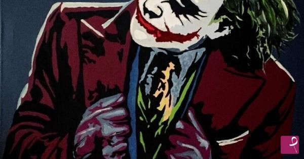 Joker Heath Ledger Marvel Quadro Moderno dipinto a Mano Style Pop