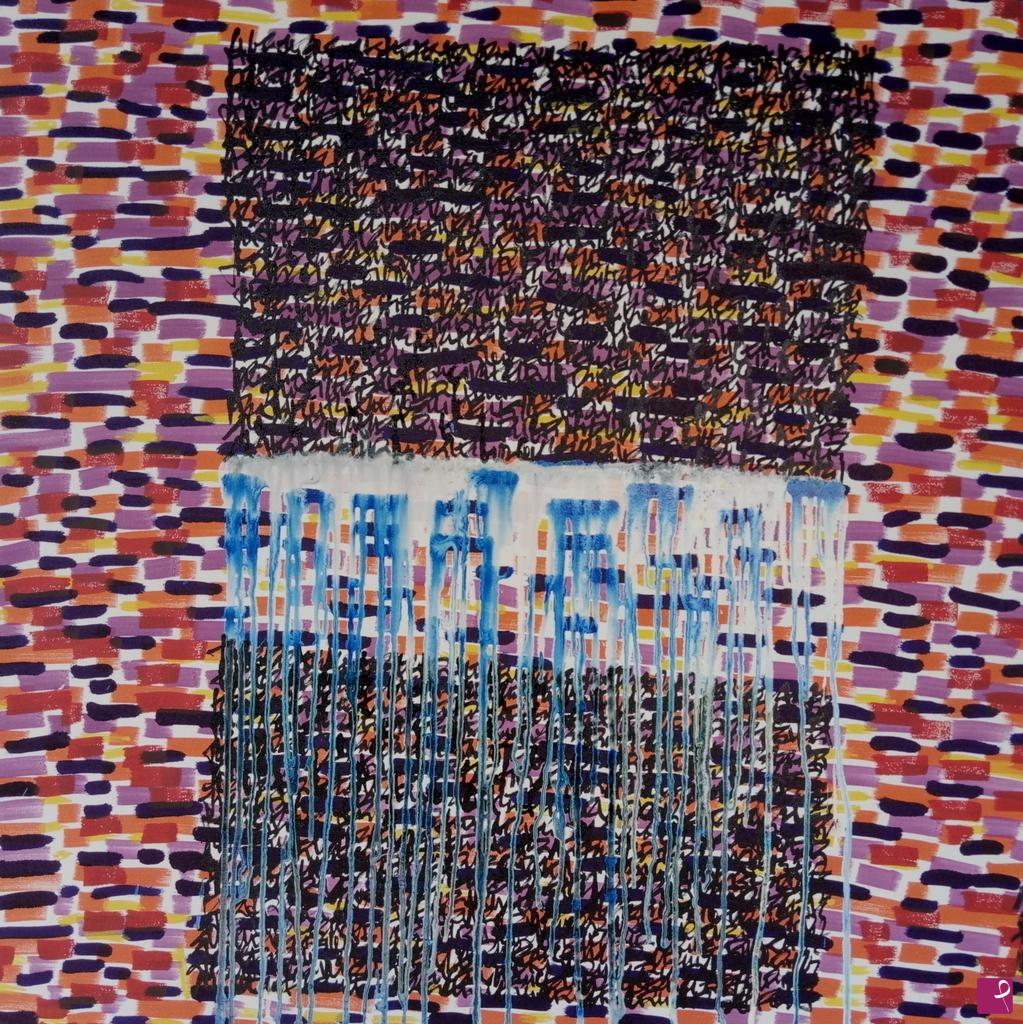 quadri in vendita online - The line of colored bricks 