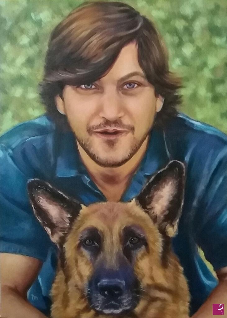 quadri in vendita online - The man with his dog