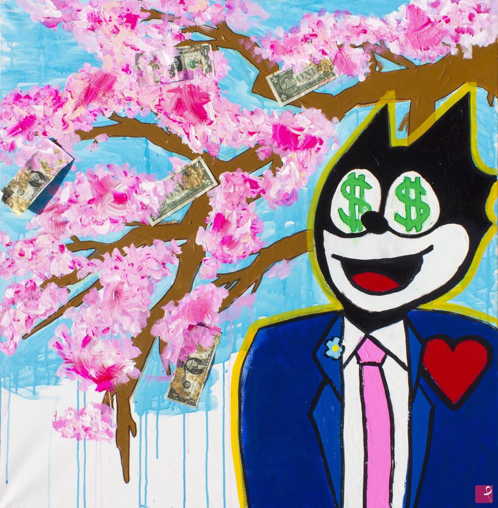 quadri in vendita online - The Money Cat e l'albero dei soldi