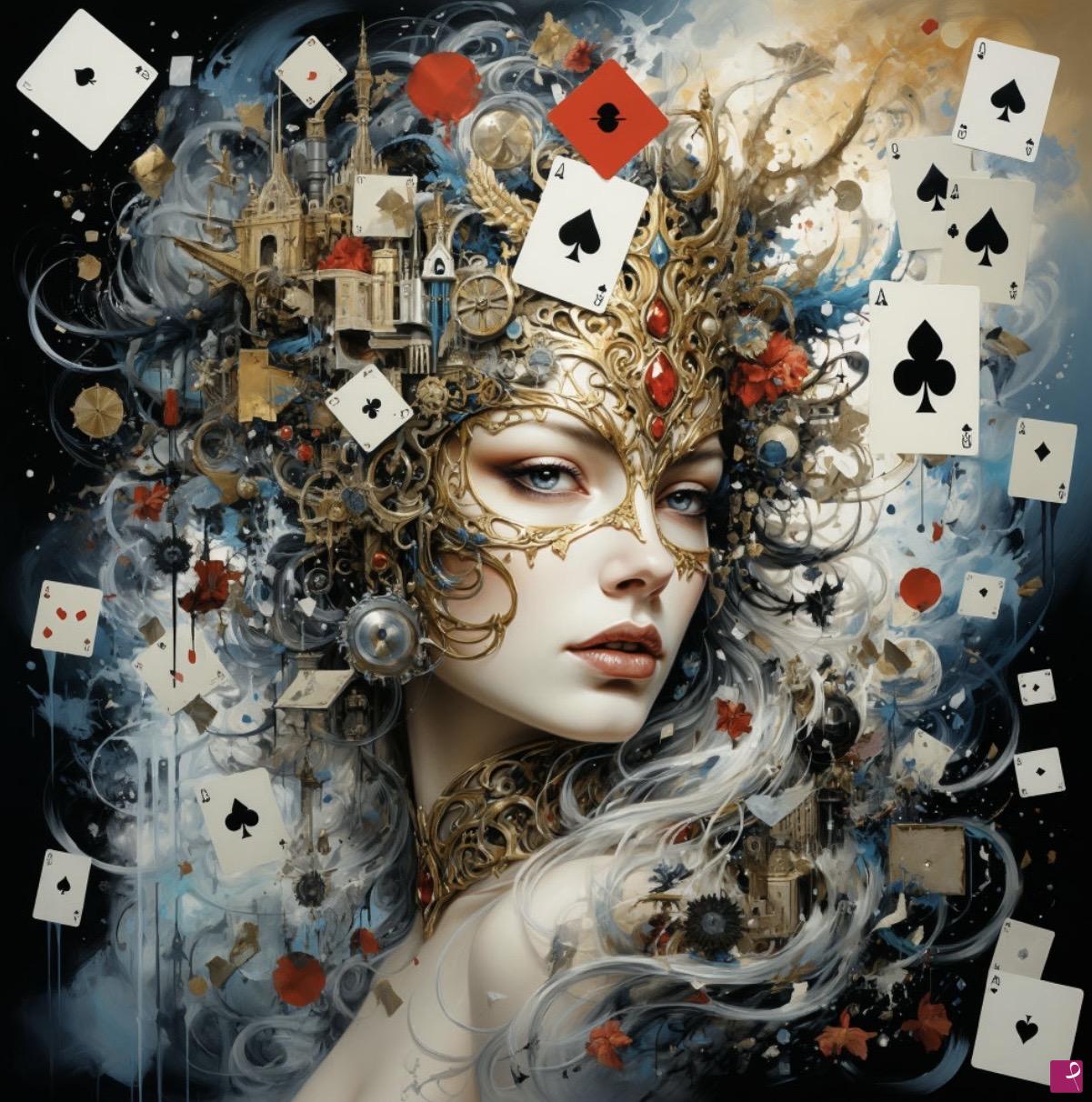 quadri in vendita online - The Mysterious Lady of the Cards