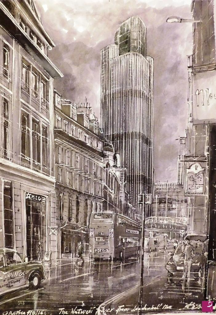 quadri in vendita online - The NatWest Tower from Leadenhall Market, London