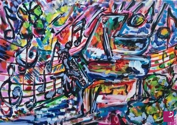 quadri in vendita online - the piano player