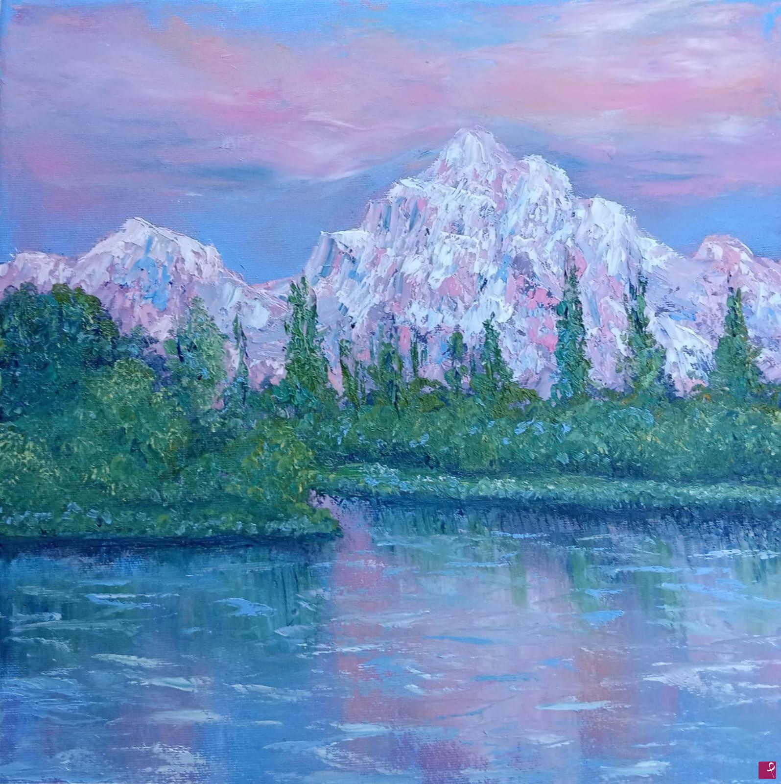 quadri in vendita online - The pink mountains