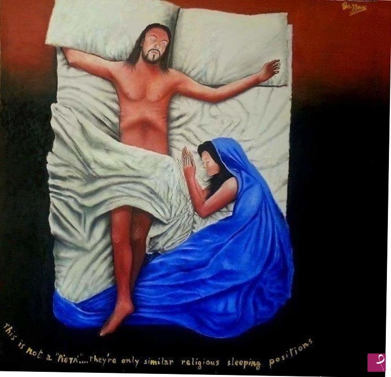 quadri in vendita online - This is not a "pieta'"..they're only similar religious sleeping positions