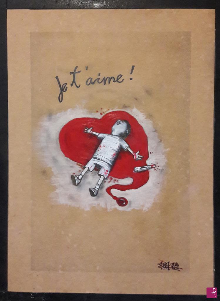 quadri in vendita online - ti amo , je t'aime  _ l'amore irriverente