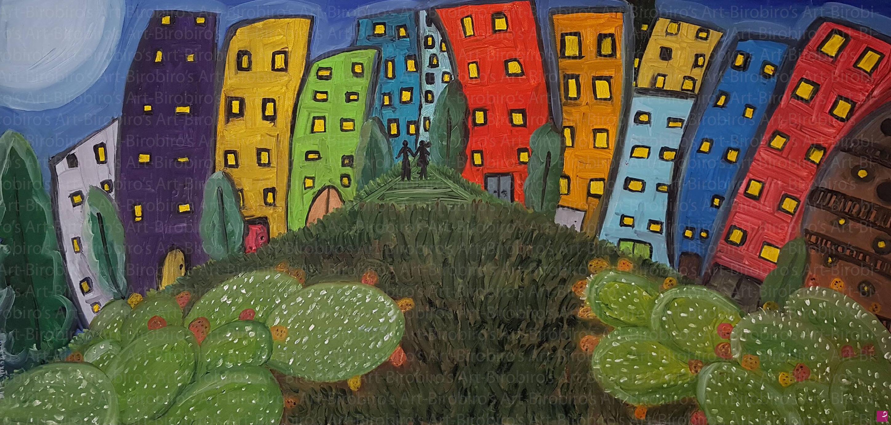 quadri in vendita online - "Tienimi per mano" olio su tela 40x80