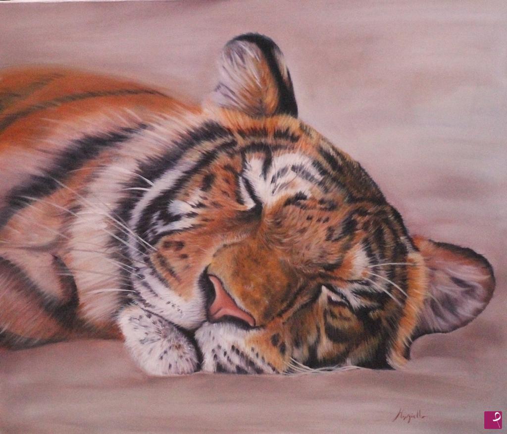 quadri in vendita online - Tigre addormentata