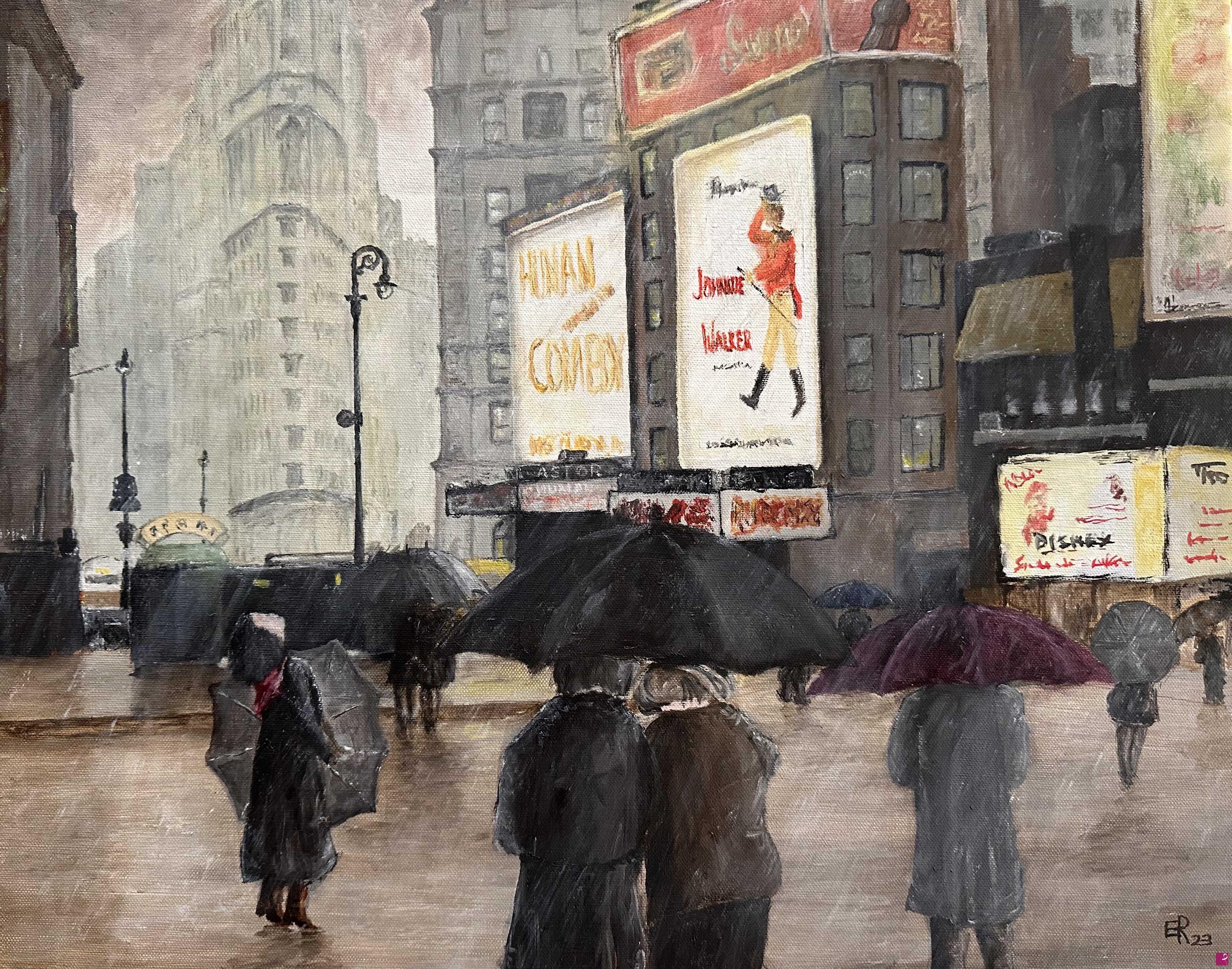 quadri in vendita online - Times Square rain