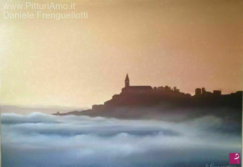 quadri in vendita online - todi con nebbia
