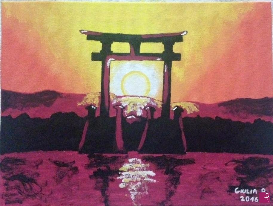 quadri in vendita online - Torii at sunset