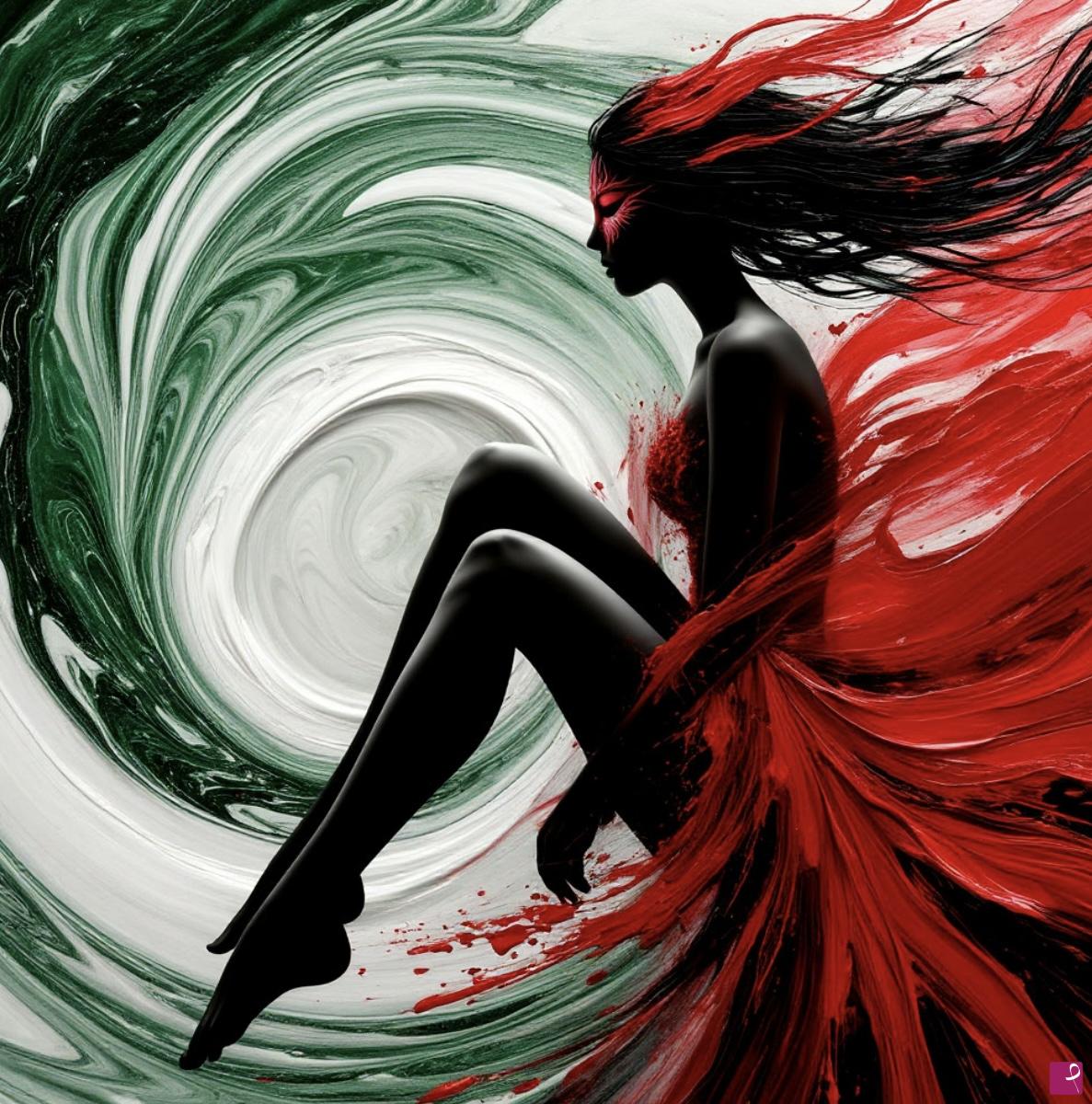 quadri in vendita online - Tornado, girl in dress 