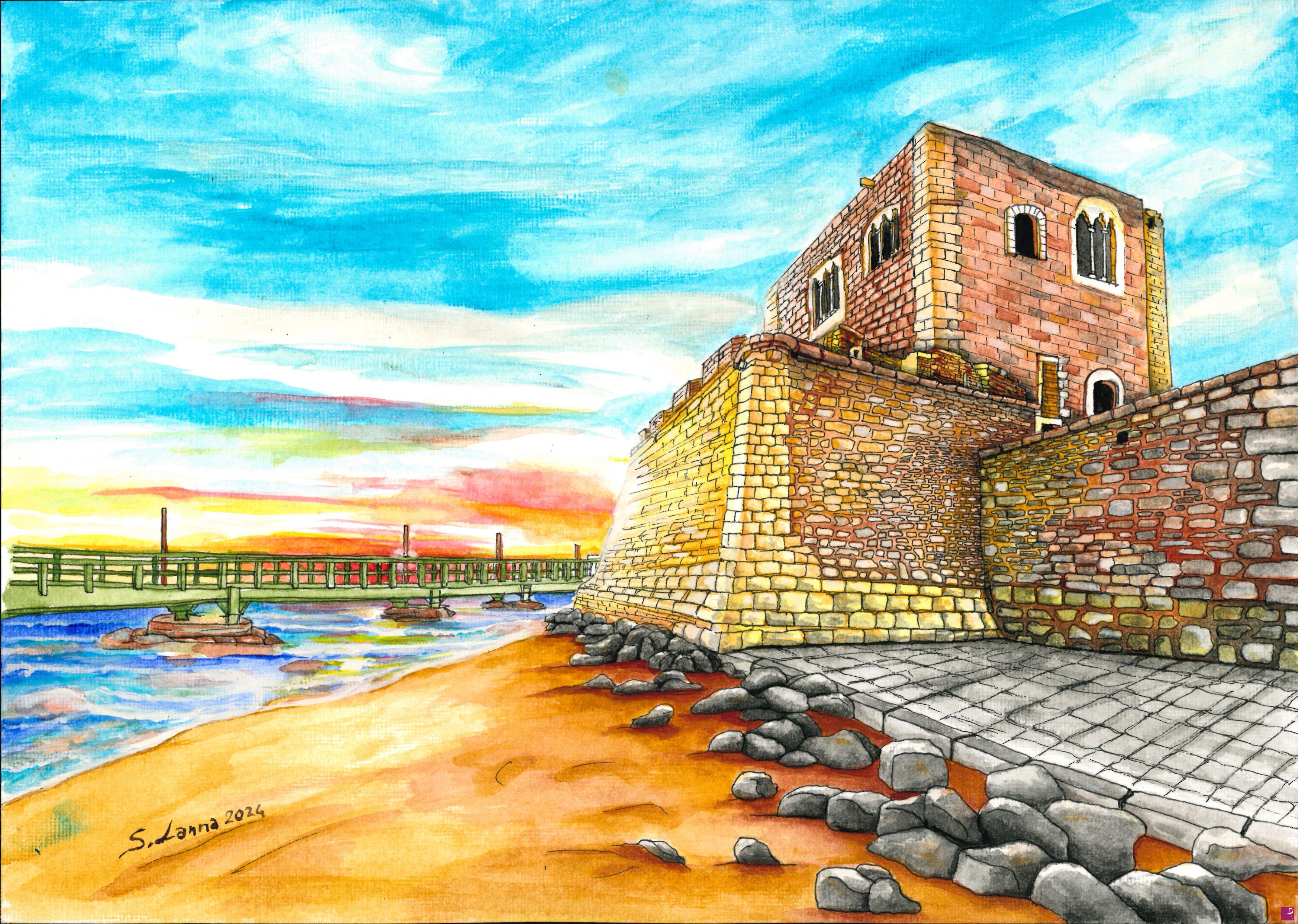 quadri in vendita online - Torre Cabrera al tramonto