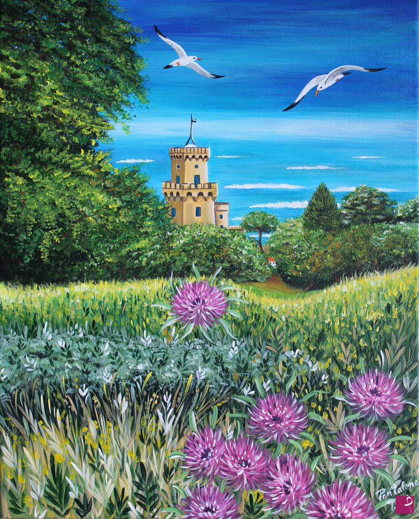 quadri in vendita online - Torre Di Cerrano vista mare, Pineto -acrilico su tela - 40x50