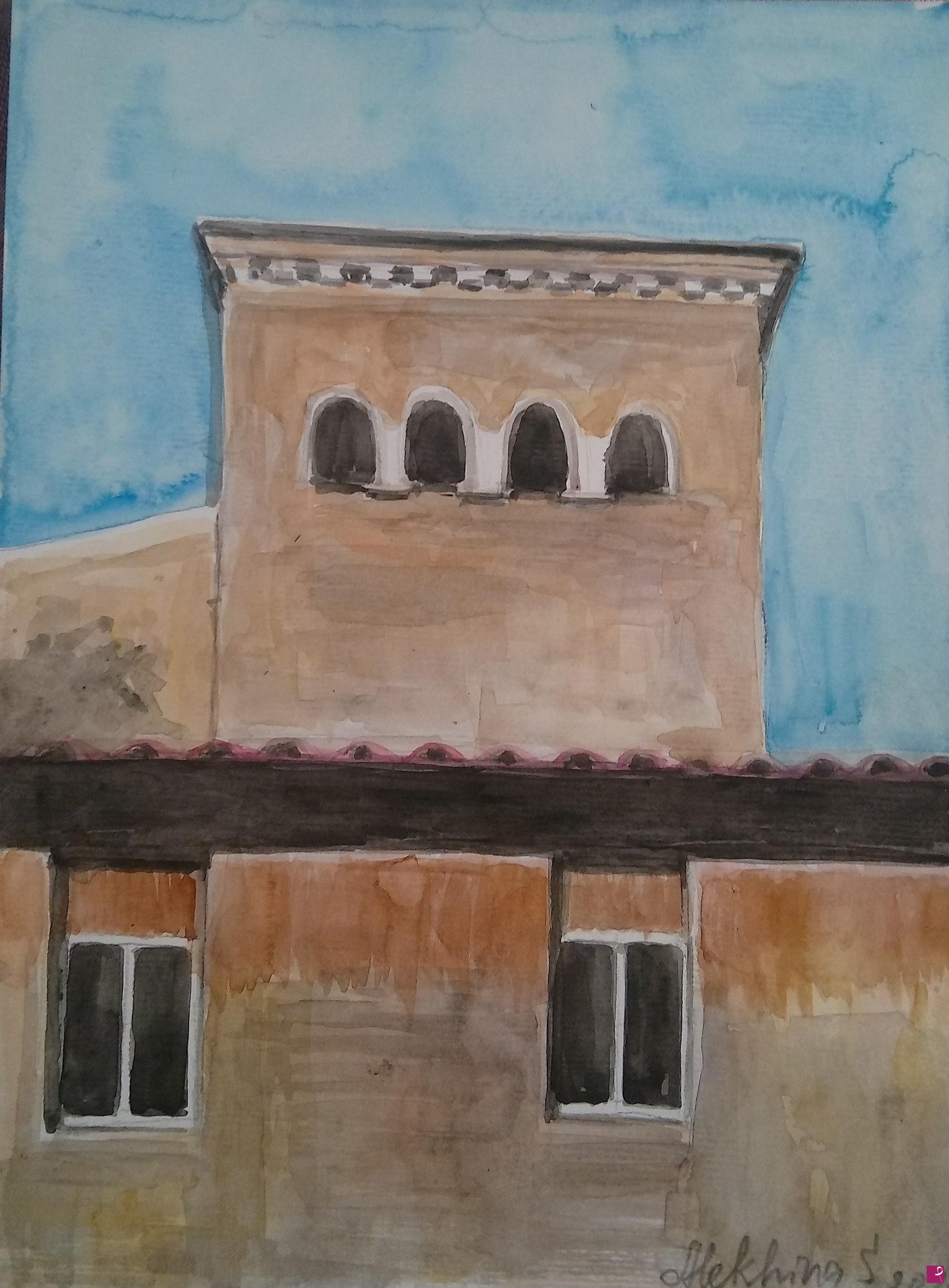 quadri in vendita online - Torre d'ingresso chiesa Santi Quattro Coronati.