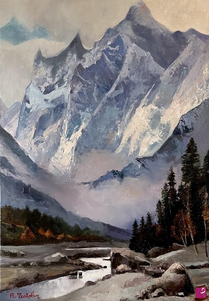 quadri in vendita online - Torrente di montagna