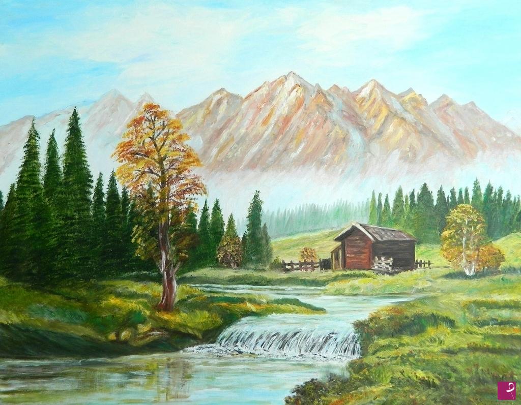 quadri in vendita online - Torrente di montagna
