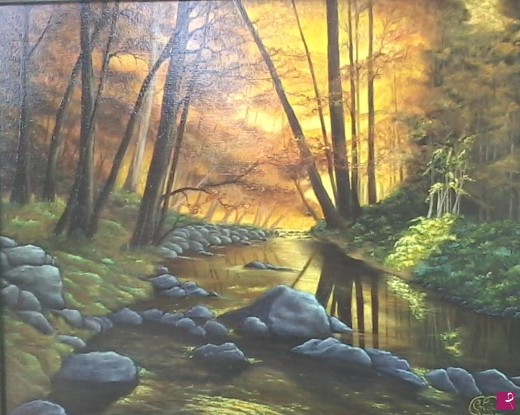 quadri in vendita online - torrente nel bosco