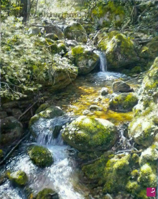 quadri in vendita online - torrente nel bosco