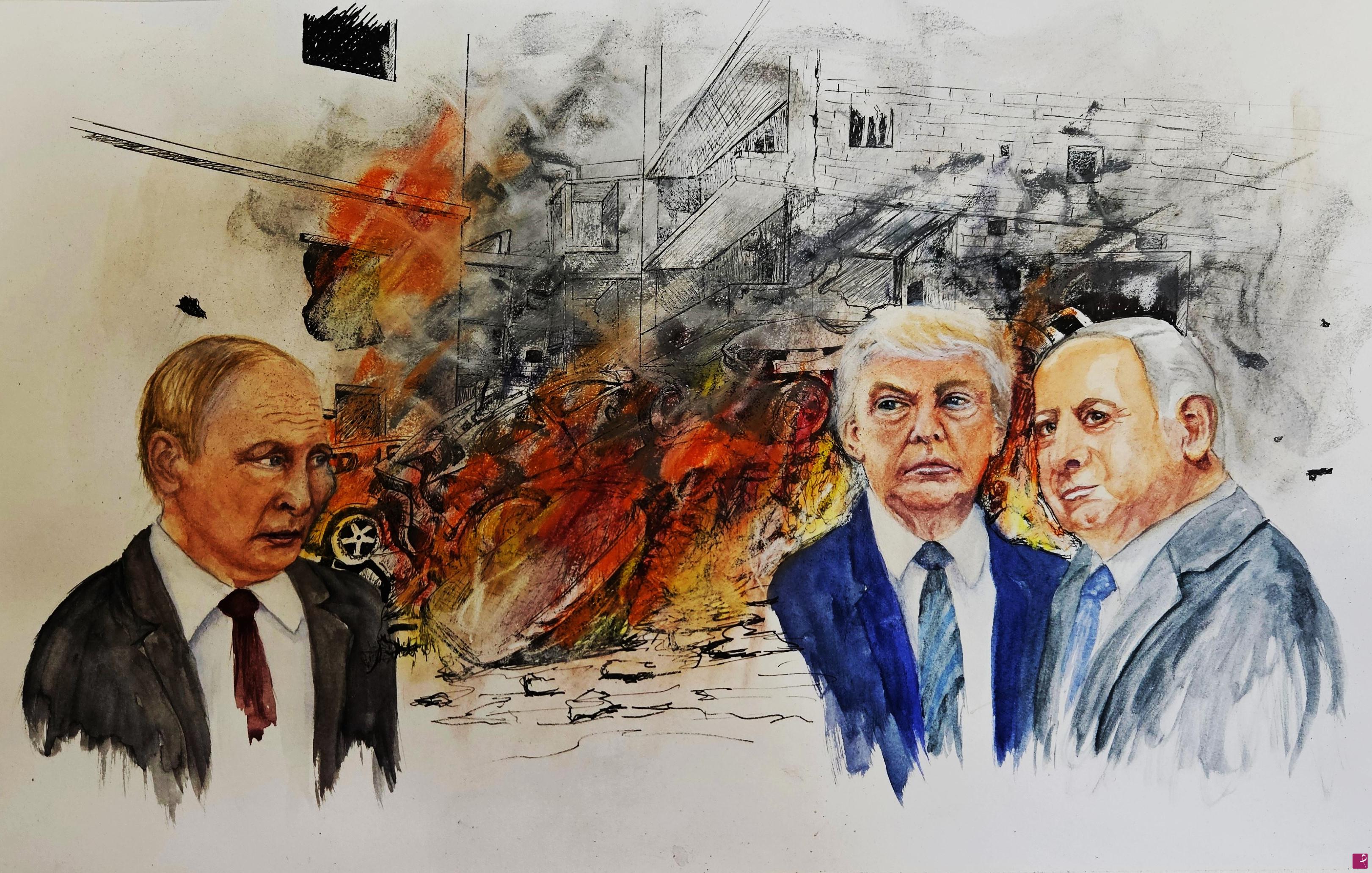 quadri in vendita online - Tra alleanze e rovine - "La scacchiera di un mondo in fiamme"