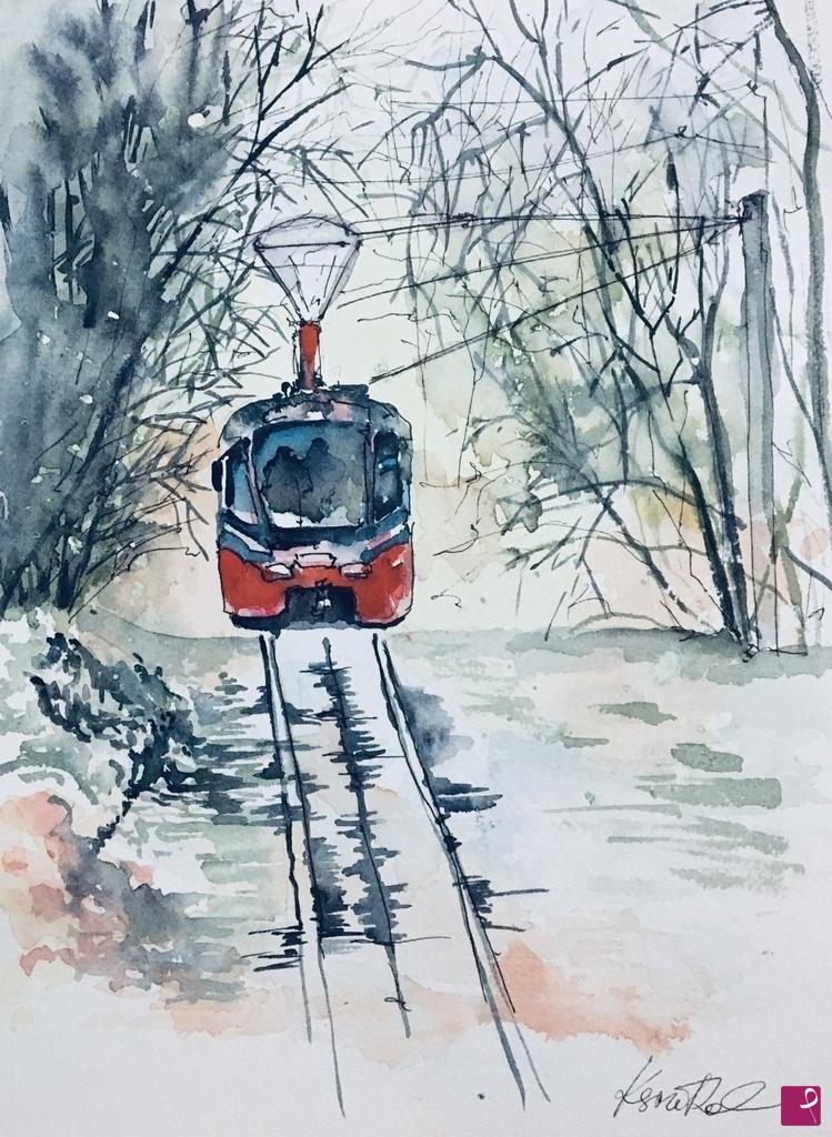 quadri in vendita online - Tram a Mosca (Trieste - 2016)
