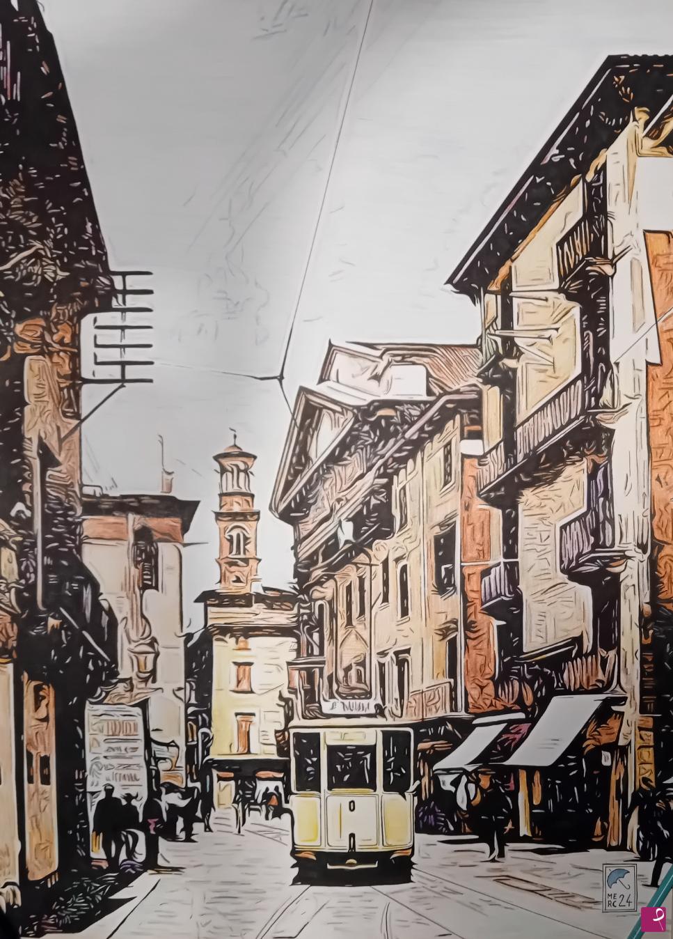 quadri in vendita online - Tram di Via Cappello