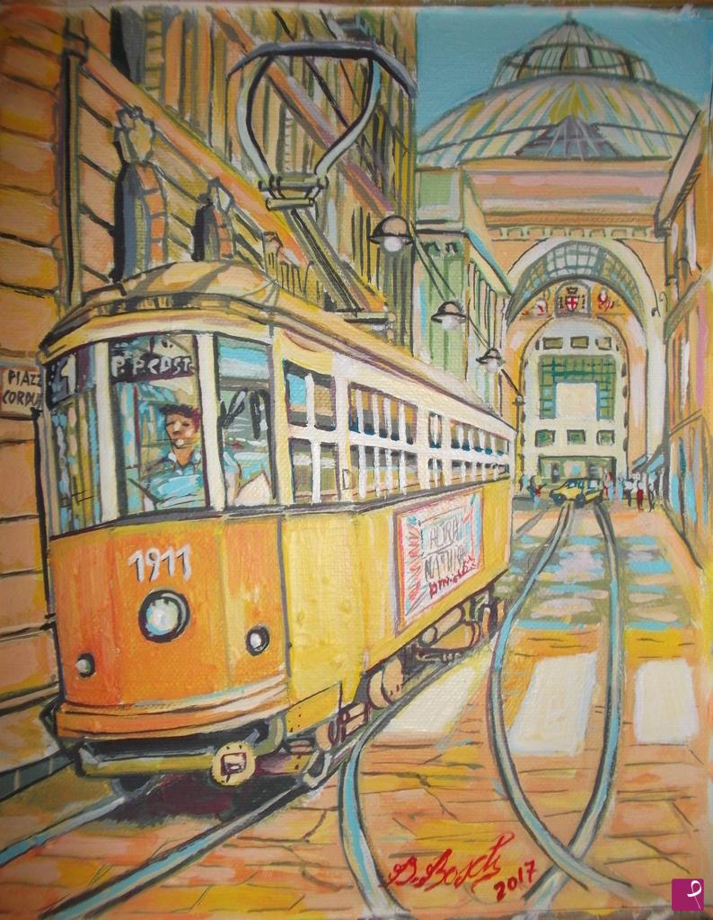 quadri in vendita online - tram in piazza cordusio
