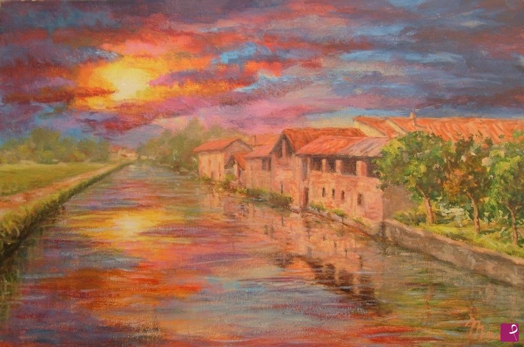 quadri in vendita online - TRAMONTO A BERNATE